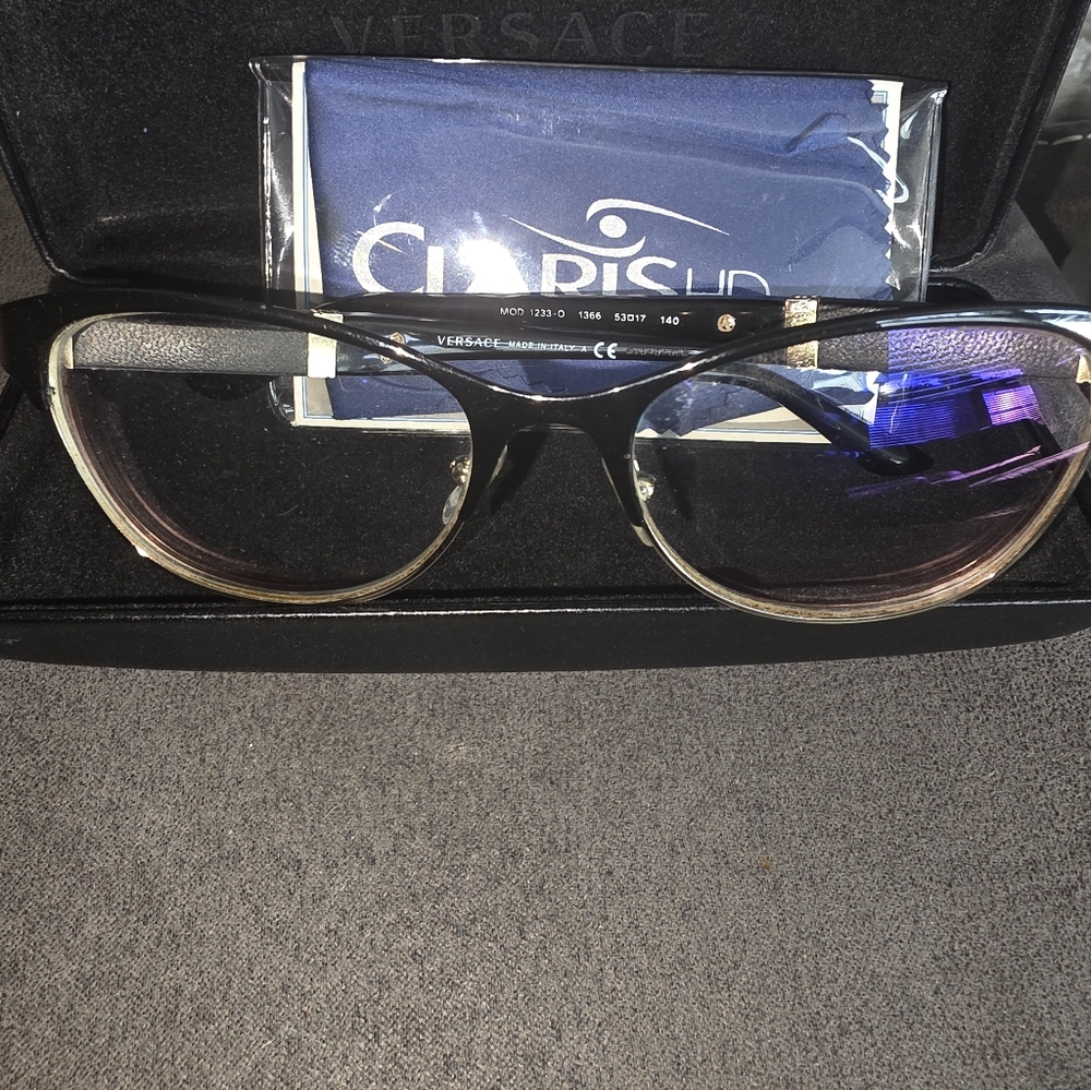 Versace Black and Gold Frame Glasses